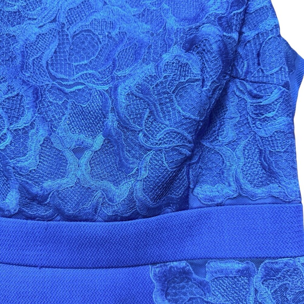 Antonio Melani Royal Blue "Laurette" Dress-Size 6 - Lace Detail, Cap Sleeves - Picture 3 of 5